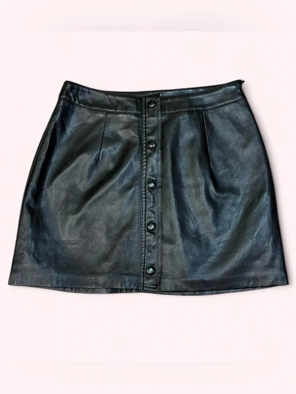 LULU’S Black Leather Button Front Mini Skirt